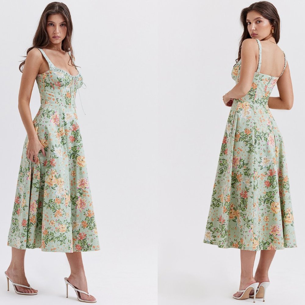 E-ALLDIR Comfortable Beauty-No Underwire Print Bustier Sundress